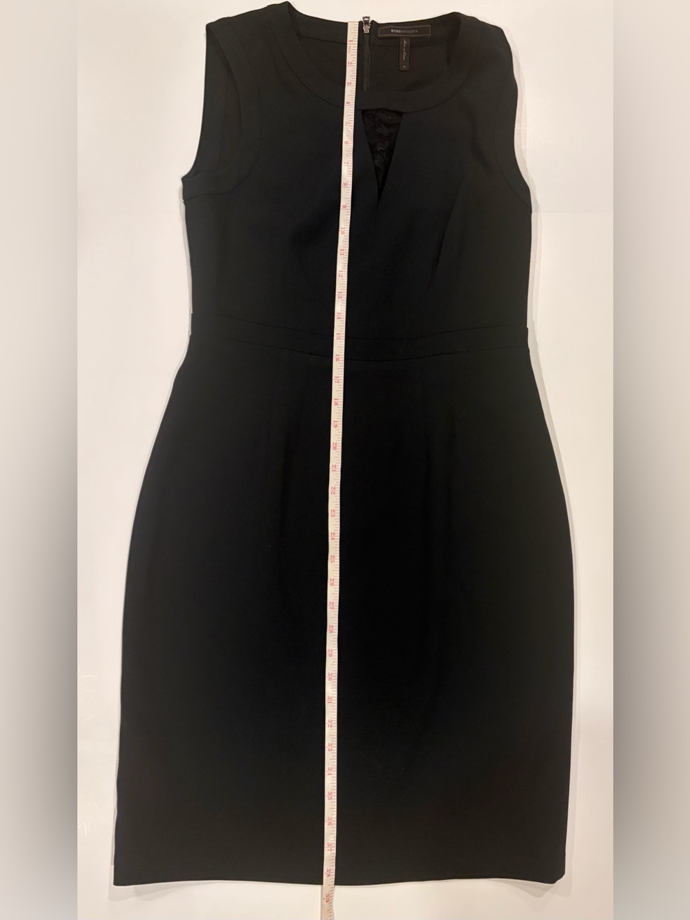 BCBGMaxAzria Black Cocktail Sheath Dress with Lace Mesh Keyhole Detailing - 10 - Picture 7 of 9